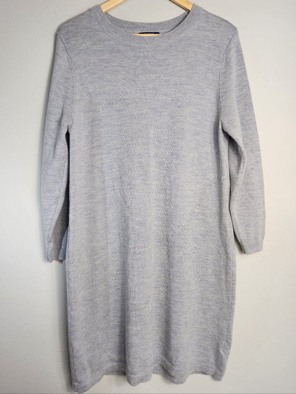 Lands End Womens Petite |XL| 100% Merino Wool Gray Heather LS Sweater Dress
